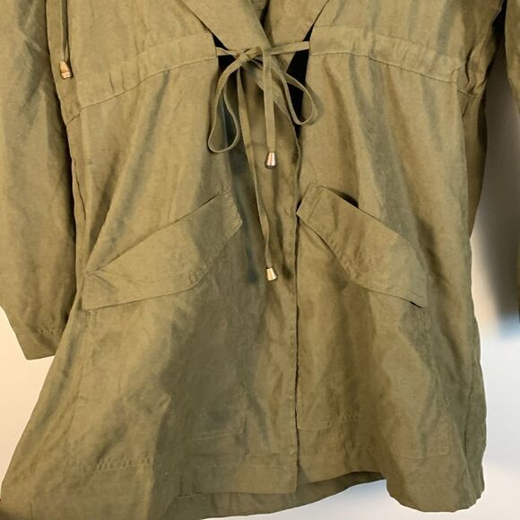 Iris olive green fall lightweight hooded jacket woman’s size large - Picture 3 of 9